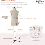 Dritz Little Double Adjustable Dress Form - Child Sizes US S-XL - Children's Clothing Mannequin for Sewing and Draping - Pinnable Sewing Mannequin with 13 Dials for Fitting + 360 Hem Guide