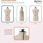 Dritz Little Double Adjustable Dress Form - Child Sizes US S-XL - Children's Clothing Mannequin for Sewing and Draping - Pinnable Sewing Mannequin with 13 Dials for Fitting + 360 Hem Guide