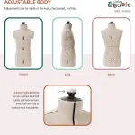 Dritz Little Double Adjustable Dress Form - Child Sizes US S-XL - Children's Clothing Mannequin for Sewing and Draping - Pinnable Sewing Mannequin with 13 Dials for Fitting + 360 Hem Guide