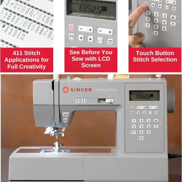 SINGER Heavy Duty 6700C Computerized Sewing Machine with Accessory Kit | Strong Motor with Enhanced Piercing Power, 411 Stitch Applications, LCD Screen, Full Metal frame & 1-step Buttonhole