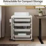 Rolling Craft Storage Cart with Wheels & Mesh Drawers, Extendable Craft Table with Pegboard Organizer, Muti-Functional Work Table for Sewing, Arts and Crafts, Scrapbooking Storage,3D Printers (White)