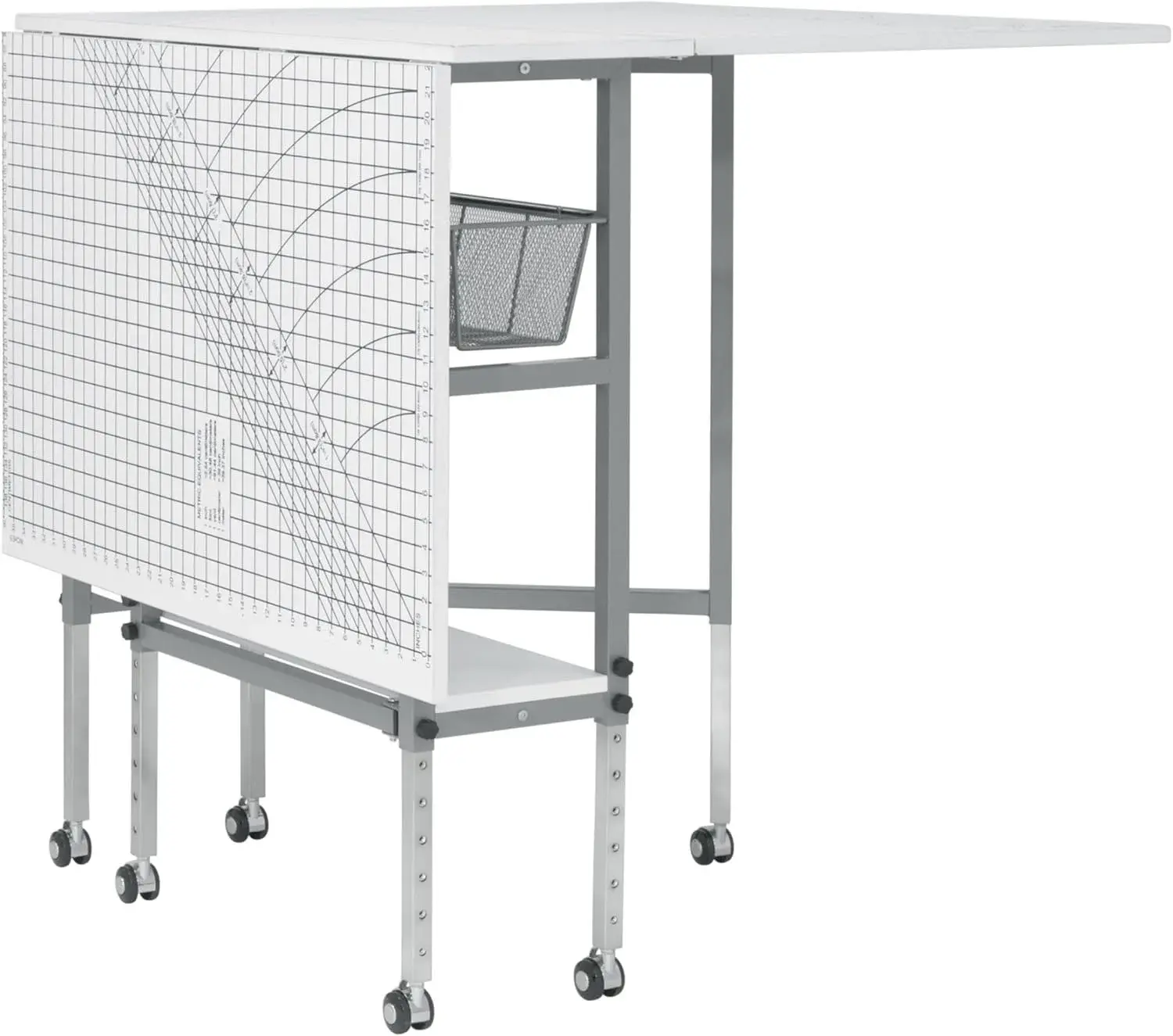 Sew Ready Foldable Hobby and Cutting Grid Table with Grid Top and Storage Drawers for Arts and Crafts, 58.75" W x 36.5" D Table Size, White