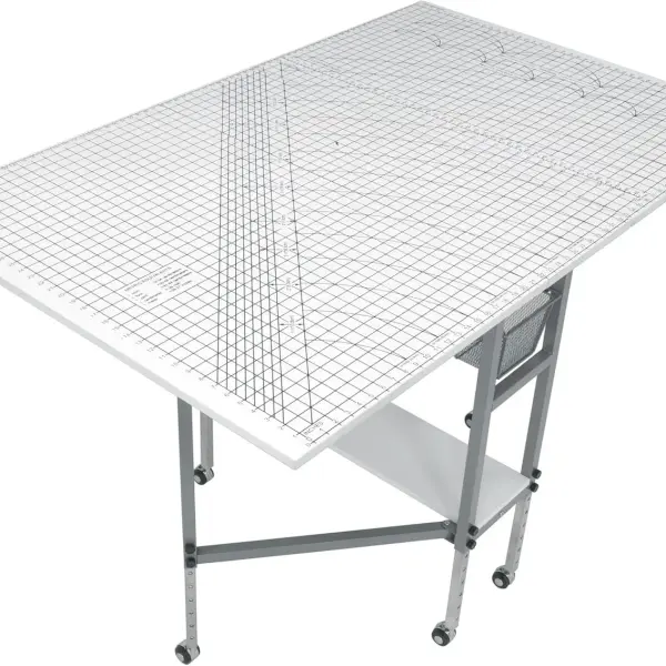 Sew Ready Foldable Hobby and Cutting Grid Table with Grid Top and Storage Drawers for Arts and Crafts, 58.75" W x 36.5" D Table Size, White