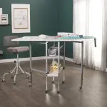 Sew Ready Foldable Hobby and Cutting Grid Table with Grid Top and Storage Drawers for Arts and Crafts, 58.75" W x 36.5" D Table Size, White