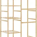 Natural Bamboo Clothes Rack 39.4 x 19.7 x 72.6 Inches, Ample Storage for Clothes Shoes Accessories, Durable Minimalist Design for Bedroom Hallway, Easy Care Versatile