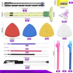 Swpeet 48Pcs Sewing Tools Kit, Tailors Chalk, Sewing Fabric Chalk, Sewing Fabric Pencils, 5-in-1 Sliding Gauge Measuring Sewing Ruler Tool, Heat Erasable Fabric Marking Pens with 4 Refills