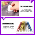 Swpeet 48Pcs Sewing Tools Kit, Tailors Chalk, Sewing Fabric Chalk, Sewing Fabric Pencils, 5-in-1 Sliding Gauge Measuring Sewing Ruler Tool, Heat Erasable Fabric Marking Pens with 4 Refills
