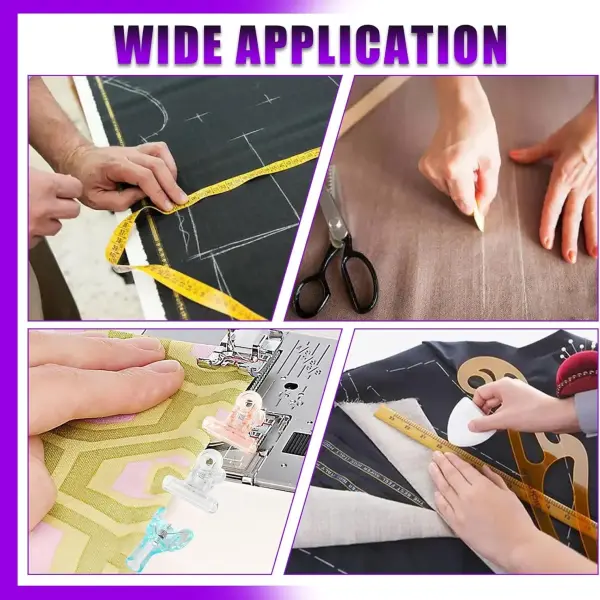 Swpeet 48Pcs Sewing Tools Kit, Tailors Chalk, Sewing Fabric Chalk, Sewing Fabric Pencils, 5-in-1 Sliding Gauge Measuring Sewing Ruler Tool, Heat Erasable Fabric Marking Pens with 4 Refills