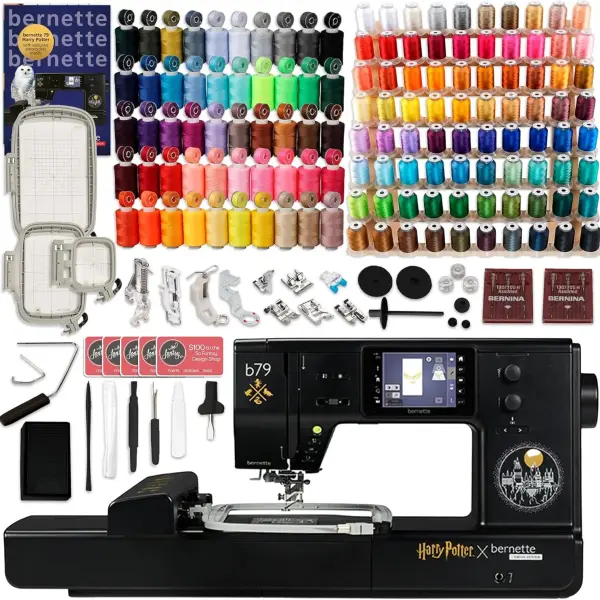 Bernette B79 Harry Potter Edition 2-in-1 Sewing & Embroidery Machine with 3 Embroidery Hoops & 130 Polyester Threads