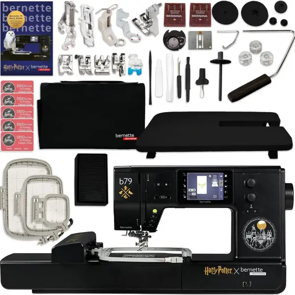 Bernette B79 Harry Potter Edition 2-in-1 Sewing & Embroidery Machine with 3 Embroidery Hoops & 130 Polyester Threads