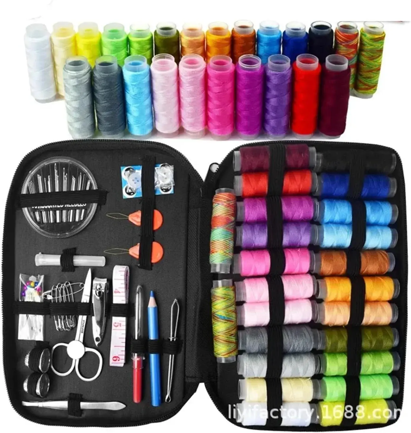 SOFXnng Sewing Kits DIY Multi-Function Box Set for Hand Quilting Stitching Embroidery Thread Accessories Tools for Travel Home Beginners(98Pcs)