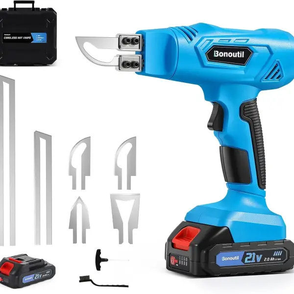 21V Cordless Hot Knife Foam Cutting Tools with 6 Blades 2.0Ah Battery Powered 5-Second Quick Heating Electric Cutting Tool Air Cooling System for Plastic, Rope Cutting Craft Shears