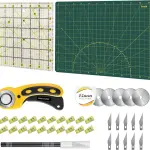 39 Pcs Rotary Cutter Set - Quilting Kit incl. 45mm Fabric Cutter, 5 Extra Rotary Blades, A4 Cutting Mat, Craft Knife Set, Quilting Ruler and Sewing Clips, Ideal for Crafting, Sewing, Patchworking