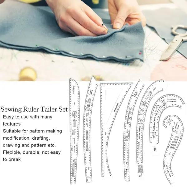 7Pcs Sewing Ruler Tailor Set French Curve Ruler Sewing Ruler Set Pattern Making Ruler for Beginners for Making Pattern Drafting