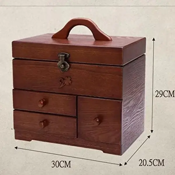 Wooden Sewing Box with 3 Drawers - Perfect for DIY, Clothing, and Bedding Sewing - Multifunctional Organizer for Tools and Fabrics
