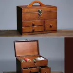 Wooden Sewing Box with 3 Drawers - Perfect for DIY, Clothing, and Bedding Sewing - Multifunctional Organizer for Tools and Fabrics