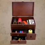 Wooden Sewing Box with 3 Drawers - Perfect for DIY, Clothing, and Bedding Sewing - Multifunctional Organizer for Tools and Fabrics