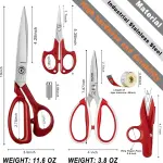 Fabric Scissors Tailor Sewing Shears Threading Needle Tools Kit 10 Inch Heady Duty Scissors Set for Fabric Cutting Professional Extremely Sharp Cloth Scissor Multipurpose Dressmaker (Red)
