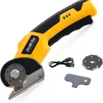 AUDRILO Electric Scissors Cordless Rechargeable Fabric Cutter, Cardboard Cutter, 4V 2000mAh Electric Cutter, Portable Cutting Tool, USB Charging DIY Craft Tailoring for Cloth, Leather, Carpet - Yellow