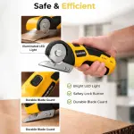 AUDRILO Electric Scissors Cordless Rechargeable Fabric Cutter, Cardboard Cutter, 4V 2000mAh Electric Cutter, Portable Cutting Tool, USB Charging DIY Craft Tailoring for Cloth, Leather, Carpet - Yellow