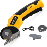 AUDRILO Electric Scissors Cordless Rechargeable Fabric Cutter, Cardboard Cutter, 4V 2000mAh Electric Cutter, Portable Cutting Tool, USB Charging DIY Craft Tailoring for Cloth, Leather, Carpet - Yellow