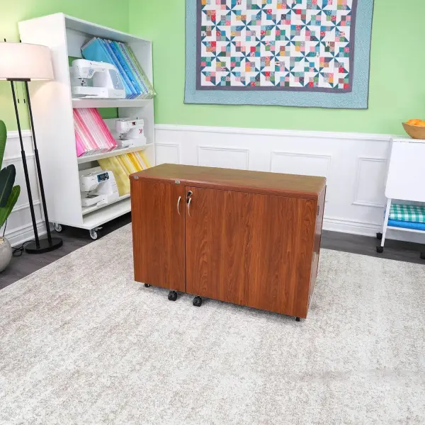 Arrow Sewing Wallaby Dual Rail Electric Sewing Cabinet, Teak
