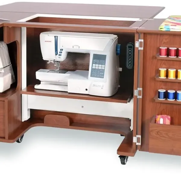 Arrow Sewing Wallaby Dual Rail Electric Sewing Cabinet, Teak