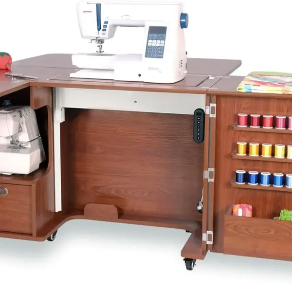 Arrow Sewing Wallaby Dual Rail Electric Sewing Cabinet, Teak