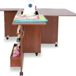 Arrow Sewing Wallaby Dual Rail Electric Sewing Cabinet, Teak