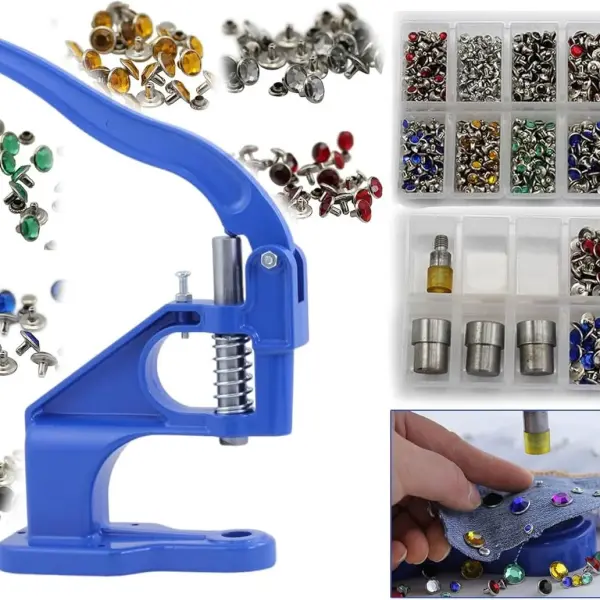 Allstarco Stud Setter Starter Kit - 1050PCs in 3 Sizes And 6 Assorted Colors, Rhinestone Rivets Craft Bedazzler Embellishments Manual Hand-Press Tool Machine Garment Clothing Leather DIY Gift Birthday