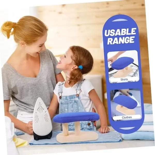 PRETYZOOM Cloth Covered Ironing Board with Wooden Stool and Padded Ironing Pad for Home Use Tabletop Ironing Tool for Clothes and Tailoring
