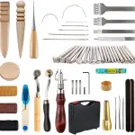 Professional Leather Craft Tools Kit Hand Sewing Stitching Punch Carving Work Saddle Groover Set Accessories 59pcs/Set