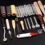 Professional Leather Craft Tools Kit Hand Sewing Stitching Punch Carving Work Saddle Groover Set Accessories 59pcs/Set