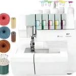Professional Heavy-Duty Overlocker Sewing Machine with 2-3-4-5 Stitch Capability, 150W, Coverstitch and Trim Trap, Foot Controller Included for Seamless Finishing