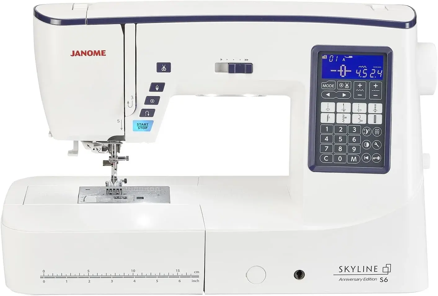 Janome Skyline S6 AE Computerized Sewing and Quilting Machine - Anniversary Edition Sewing Machine Quilting Unit with Built In AcuFeed Flex, 196 Stitches with 4 Fonts, 10 One Step Buttonholes
