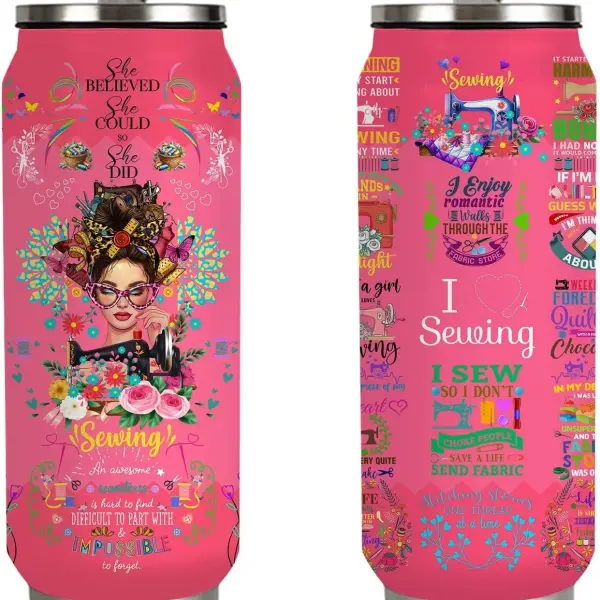 Sewing Tumbler Gifts For Women Girls Sewing Stainless Steel Insulated Tumbler With Straw Lid,Sewing Gifts For Women Quilting Crochet Lover Mom Grandma 17 Oz