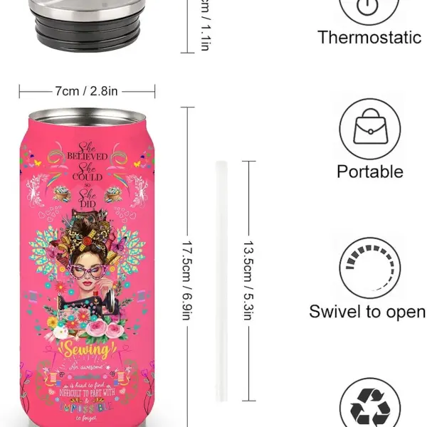 Sewing Tumbler Gifts For Women Girls Sewing Stainless Steel Insulated Tumbler With Straw Lid,Sewing Gifts For Women Quilting Crochet Lover Mom Grandma 17 Oz