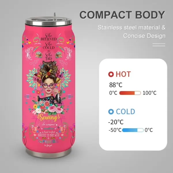 Sewing Tumbler Gifts For Women Girls Sewing Stainless Steel Insulated Tumbler With Straw Lid,Sewing Gifts For Women Quilting Crochet Lover Mom Grandma 17 Oz