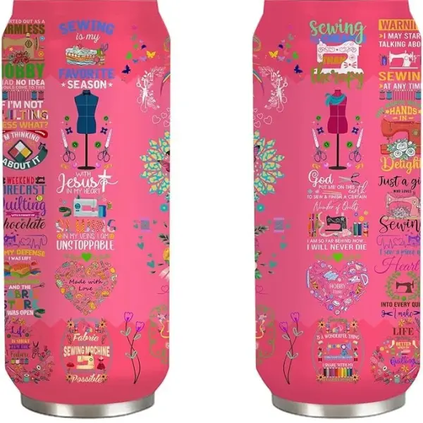 Sewing Tumbler Gifts For Women Girls Sewing Stainless Steel Insulated Tumbler With Straw Lid,Sewing Gifts For Women Quilting Crochet Lover Mom Grandma 17 Oz
