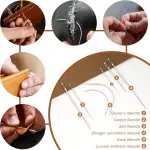 Hicdaw 28PCS Sewing Awl Kit Awl Tool Sewing with Needles, Waxed Thread, Needle Threaders, Tape Measure, Beech Mallet for DIY Leather and Sewing Tool Set
