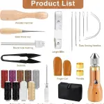Hicdaw 28PCS Sewing Awl Kit Awl Tool Sewing with Needles, Waxed Thread, Needle Threaders, Tape Measure, Beech Mallet for DIY Leather and Sewing Tool Set