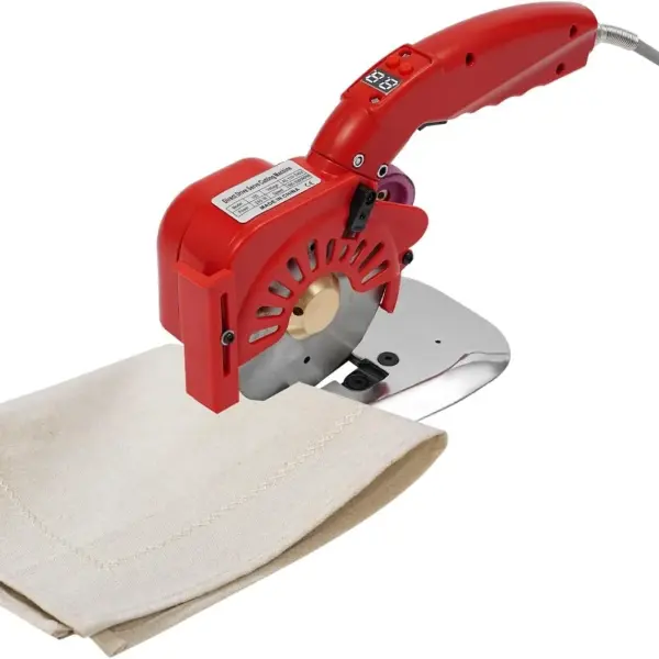 Electric Fabric Cutter Machine, 245W Industrial Speed Adjustable Fabric Scissors with LED Light & Built-in Blade Sharpener, Round Blade Cutting Machine for Sewing, Quilting, Tailoring (Red)