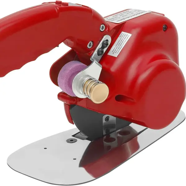 Electric Fabric Cutter Machine, 245W Industrial Speed Adjustable Fabric Scissors with LED Light & Built-in Blade Sharpener, Round Blade Cutting Machine for Sewing, Quilting, Tailoring (Red)