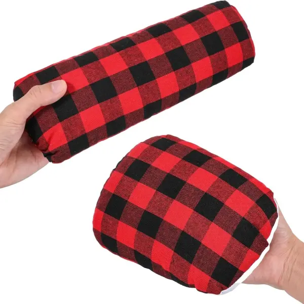 2 Pcs Tailor's Ham and Seam Roll Set, Solid Linen Cotton Pressing Tool for Ironing Sleeves, Collars, Curved Seams, Red and Black Plaid