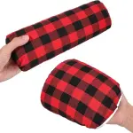2 Pcs Tailor's Ham and Seam Roll Set, Solid Linen Cotton Pressing Tool for Ironing Sleeves, Collars, Curved Seams, Red and Black Plaid