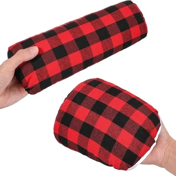 2 Pcs Tailor's Ham and Seam Roll Set, Solid Linen Cotton Pressing Tool for Ironing Sleeves, Collars, Curved Seams, Red and Black Plaid
