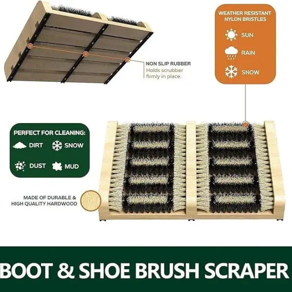 Heavy Duty Outdoor Shoe Brush - Powerful Deep Cleaning Boot Scrubber for Dirt, Mud & Sand - Ideal for Sneakers, Rain Boots, Hiking Shoes & All Outdoor Footwear