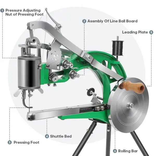 Leather Sewing Machine, Manual Cobbler Sewing Machine Leather, Shoe Repair Machine with Dual Cotton Nylon Line Canvas for Shoe Tents and Belt