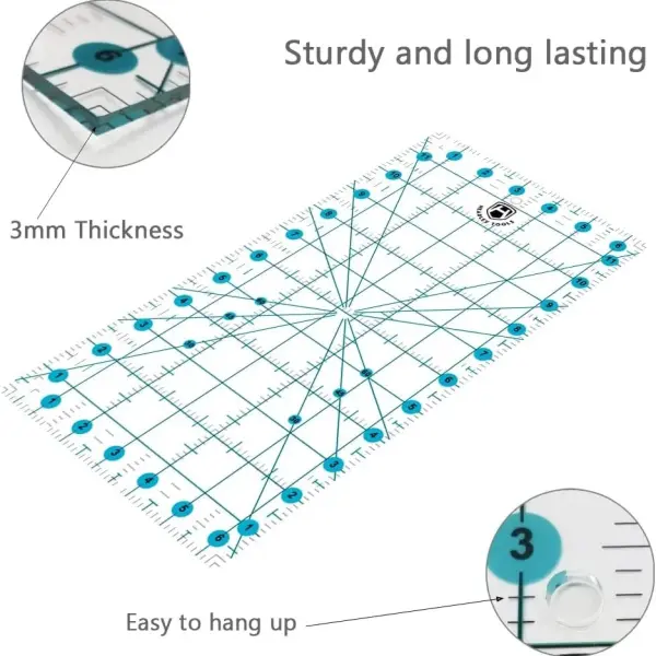 Headley Tools Rotary Cutter Set - 45mm Fabric Cutter, 5 Extra Rotary Blades, A3 Cutting Mat, Quilting Ruler and Sewing Clips, Craft Knife Set, Ideal for Crafting, Sewing, Patchworking,Turquoise