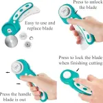 Headley Tools Rotary Cutter Set - 45mm Fabric Cutter, 5 Extra Rotary Blades, A3 Cutting Mat, Quilting Ruler and Sewing Clips, Craft Knife Set, Ideal for Crafting, Sewing, Patchworking,Turquoise